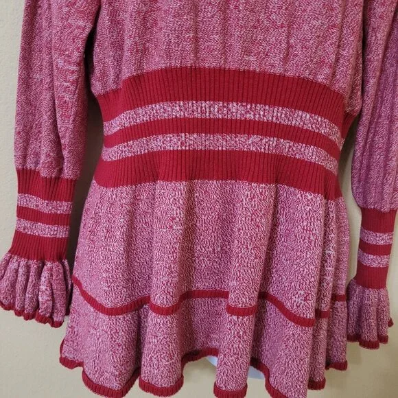 Eloquii Red & White Ruffle Sleeve Sweater 14/16 Stretch Comfy - Picture 4 of 6